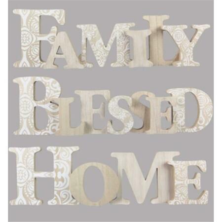 YOUNGS Wood Tabletop Cutout Word Sign, Assorted Color - 3 Piece 20629